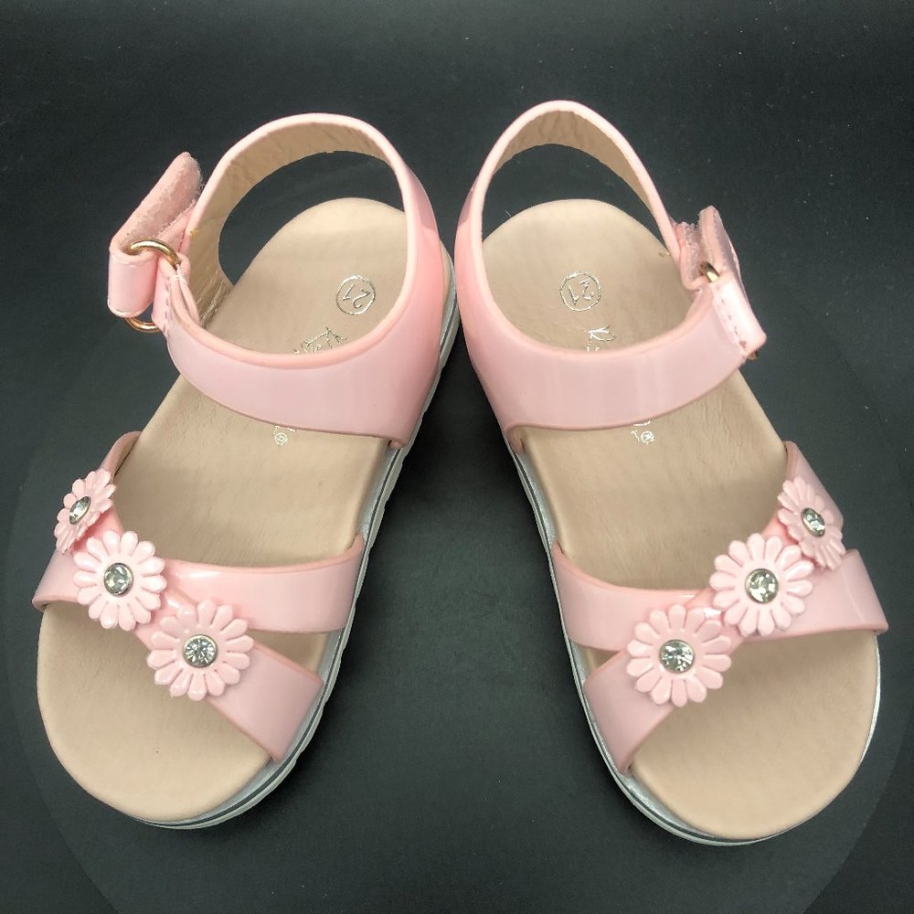 REYA ROSETTE Pink Daisy Crown Sandals Shoes EU  20 21  US 4.5 5.5 Brand New!!!